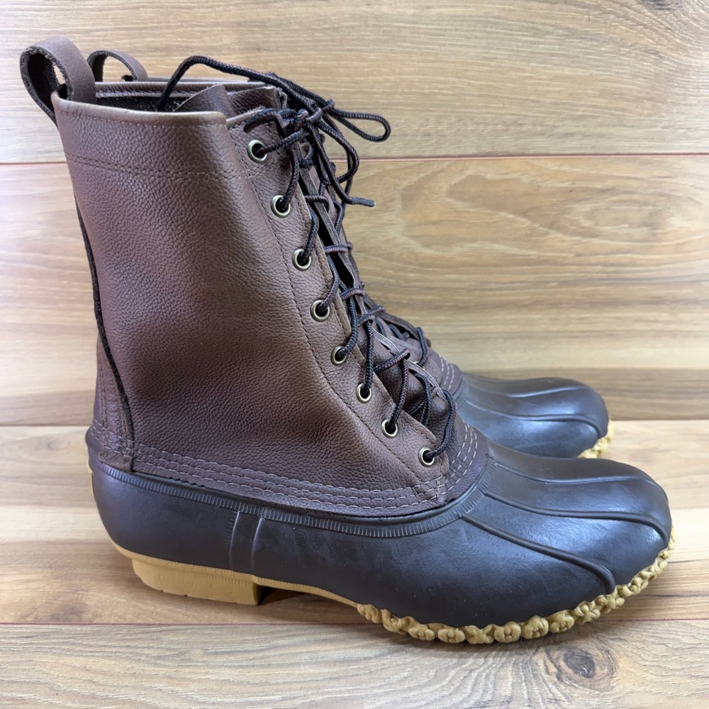 LL BEAN Boots Brown Leather Mens 11 Lace Up Waterproof Hunting Outdoor Duck
